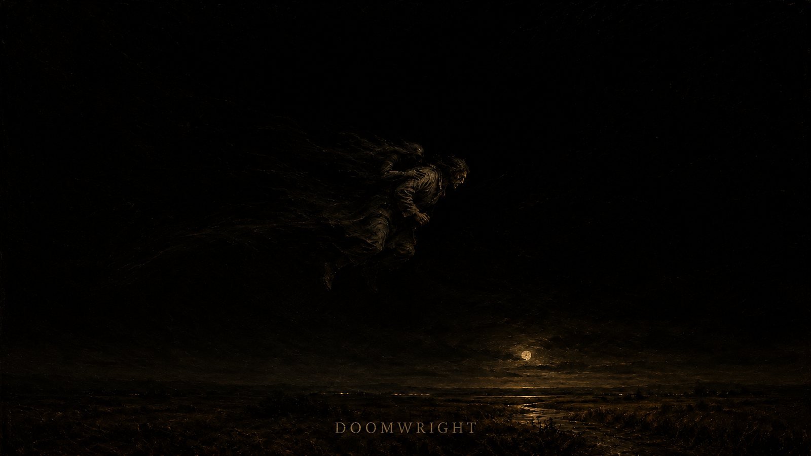 A figure carried through the night air above a moonlit steppe